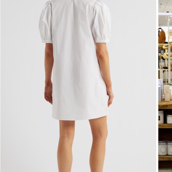 Frame Denim White Mini Dress with Puff Sleeves sailor dress - Picture 3 of 4